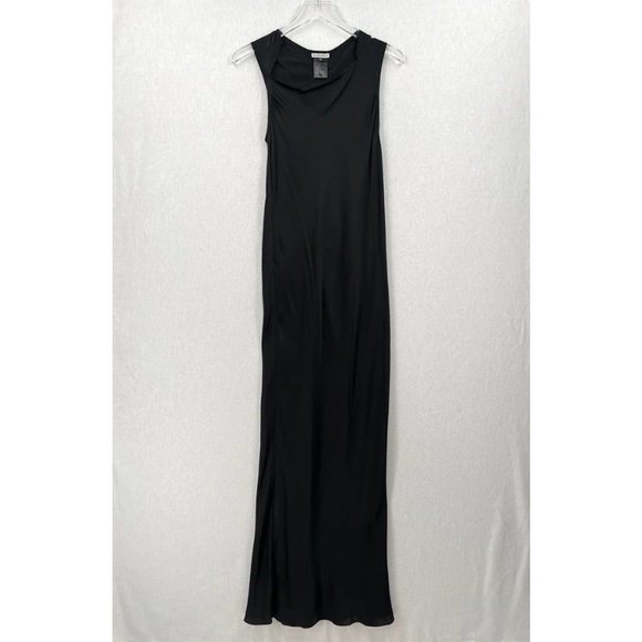 ANN DEMEULEMEESTER Dress Womens 40 Small Black Asymmetrical Neckline Silk Maxi - Picture 6 of 11